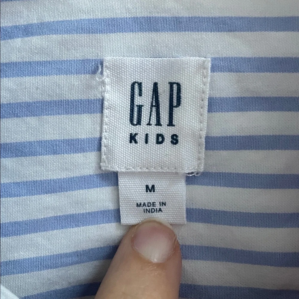GAP Kids Mix Multi Stripe Cap Sleeve Button Down Collared Shirtdress Size M 8